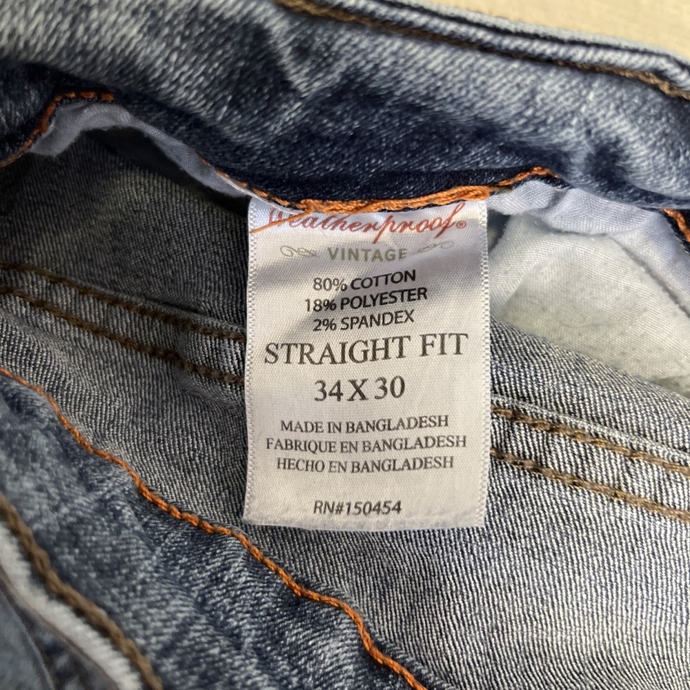Weatherproof Vintage Jeans Men's 34x30 Blue Denim Straight Fit - Picture 9 of 11